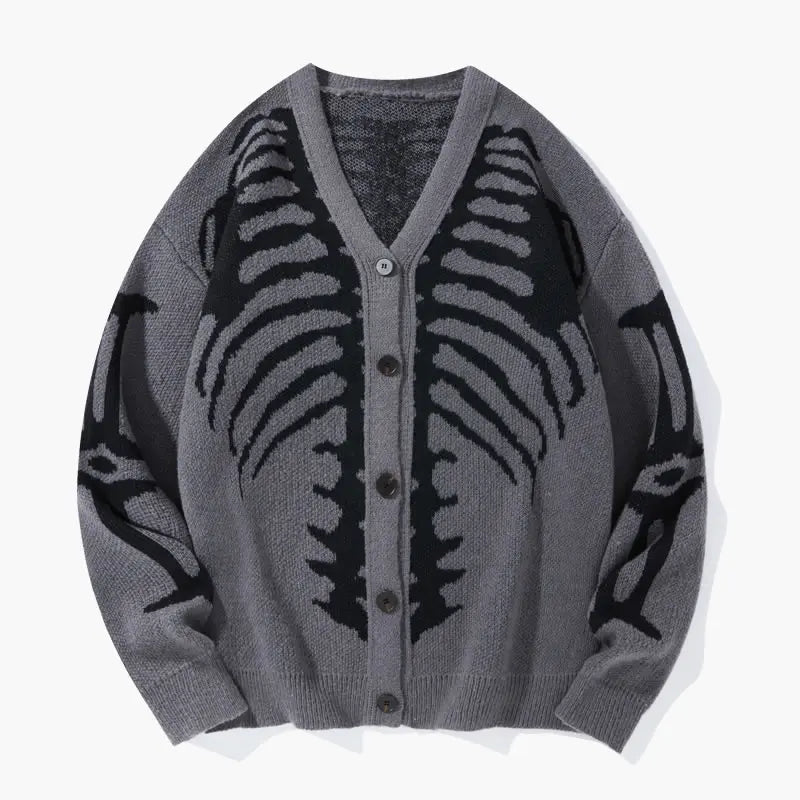 Skeleton Ribcage Oversized Knit Button Cardigan