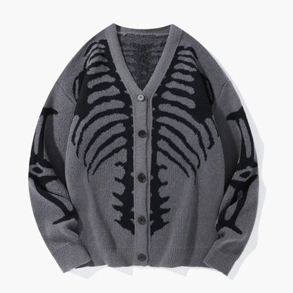 Skeleton Ribcage Oversized Knit Button Cardigan