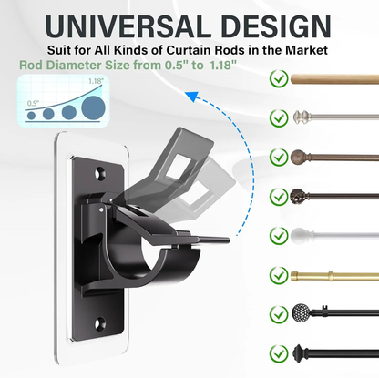 No-Drill Self-Adhesive Rod Holders for Curtains, Towel Bars, Closet Rods & More
