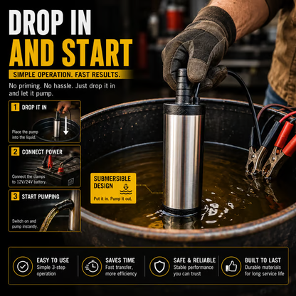 Portable Submersible Pump, Ideal for Diesel, Kerosene & Water