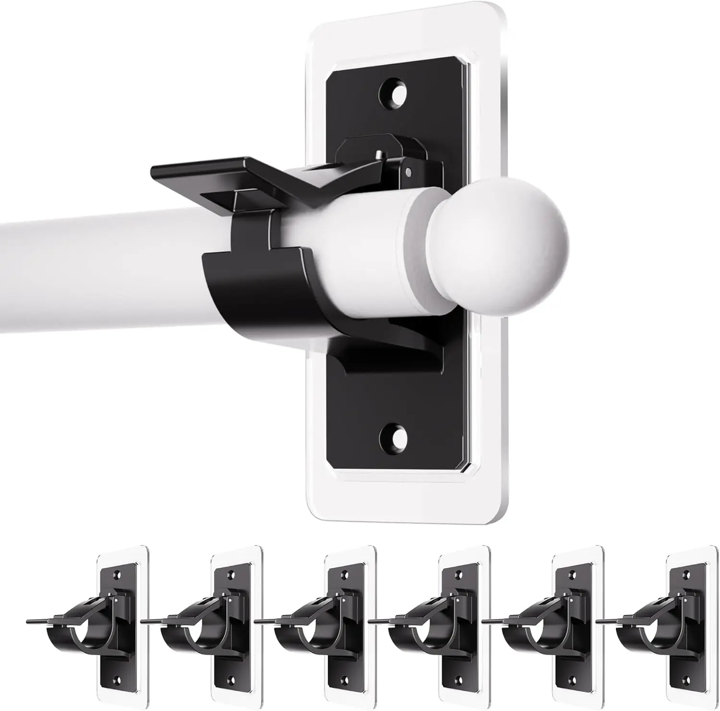 No-Drill Self-Adhesive Rod Holders for Curtains, Towel Bars, Closet Rods & More