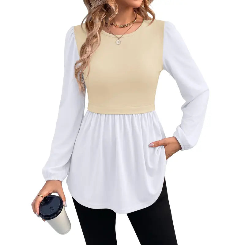 Women's Long Sleeve Tunic Top with Flattering Empire Waist
