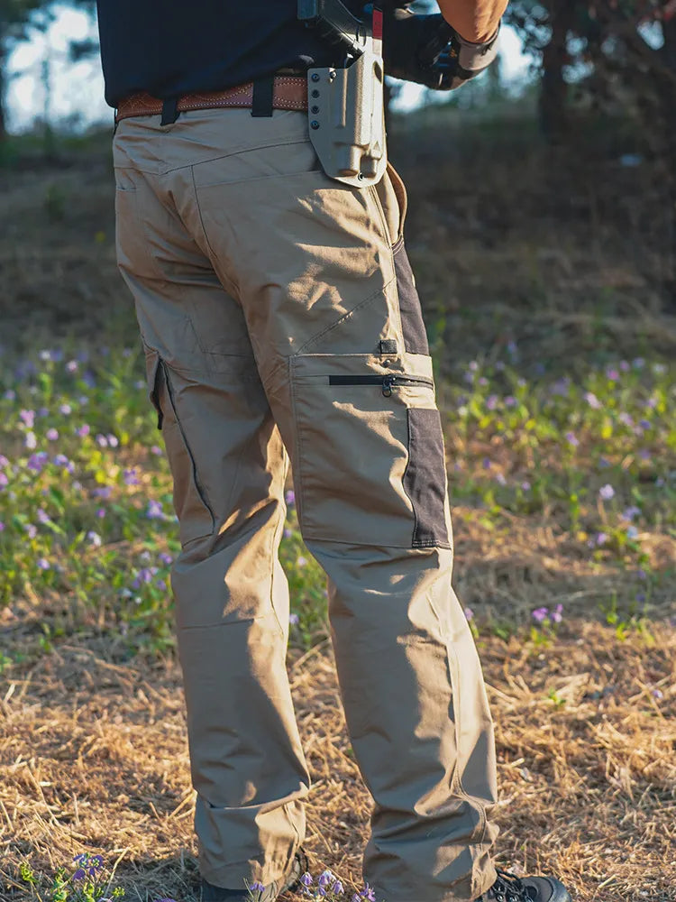 Men's Solid Color Waterproof Tactical Work Pants & Multi-Pocket