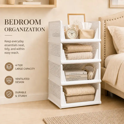 Foldable Drawer-Style Wardrobe Storage Box – Stackable Clothing & Closet Organizer