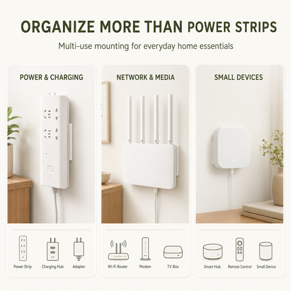 No-drill adhesive socket bracket – Wall-mounted cable management