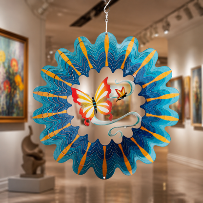 Peacock MANDALA Art Wind Spinner. Spinning Decoration. Metal Wind Spinner.