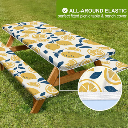 🏕️ Stretch Tablecloth Set with Bench Covers & Bag – Waterproof Polyester, Fitted Elastic, Machine Washable for Outdoor Patio – Available in 30"x48", 30"x72", 30"x96" 🧺✨