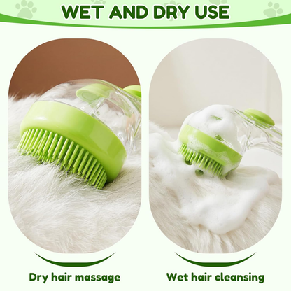 Pet Bath Brush with Shampoo Dispenser – Gentle Grooming & Massage Tool