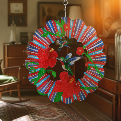 Peacock MANDALA Art Wind Spinner. Spinning Decoration. Metal Wind Spinner.