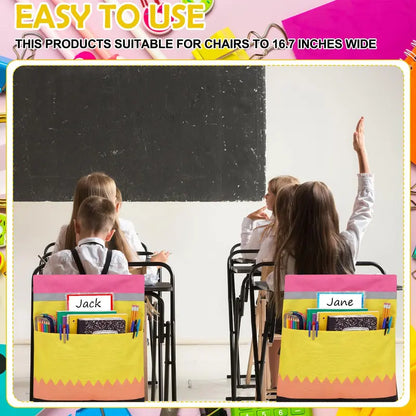 12-Pack Crayon Chair Back Pockets for Classroom Storage