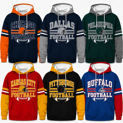Retro Football Helmet Graphic Hoodie Varsity Style From Every Angle
