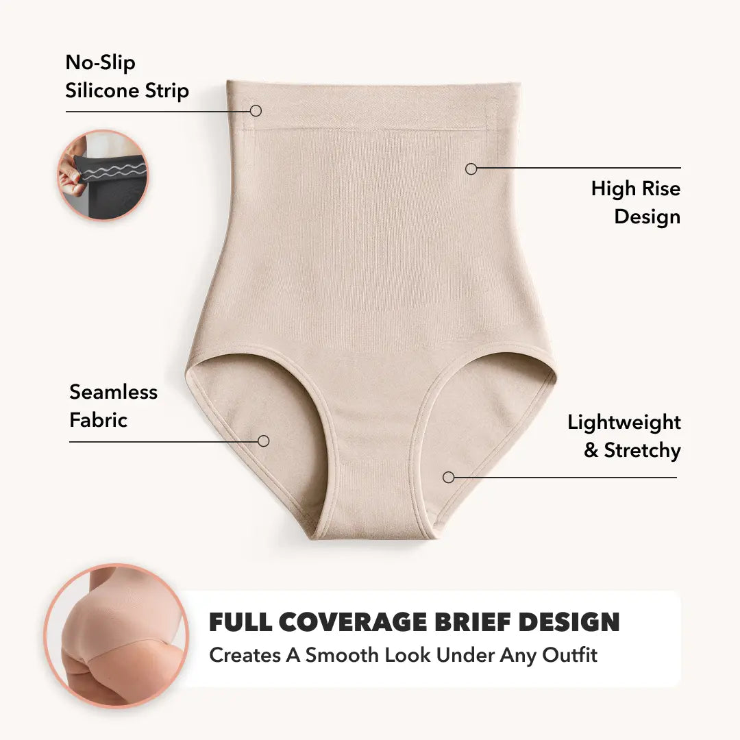 High-Waisted Seamless Shapewear Panty – Tummy Control, Anti-Slip & Breathable Stretch Fit