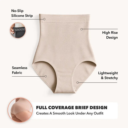 High-Waisted Seamless Shapewear Panty – Tummy Control, Anti-Slip & Breathable Stretch Fit