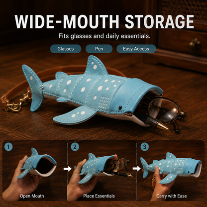 Whale Shark Leather Glasses Case & Crossbody Bag