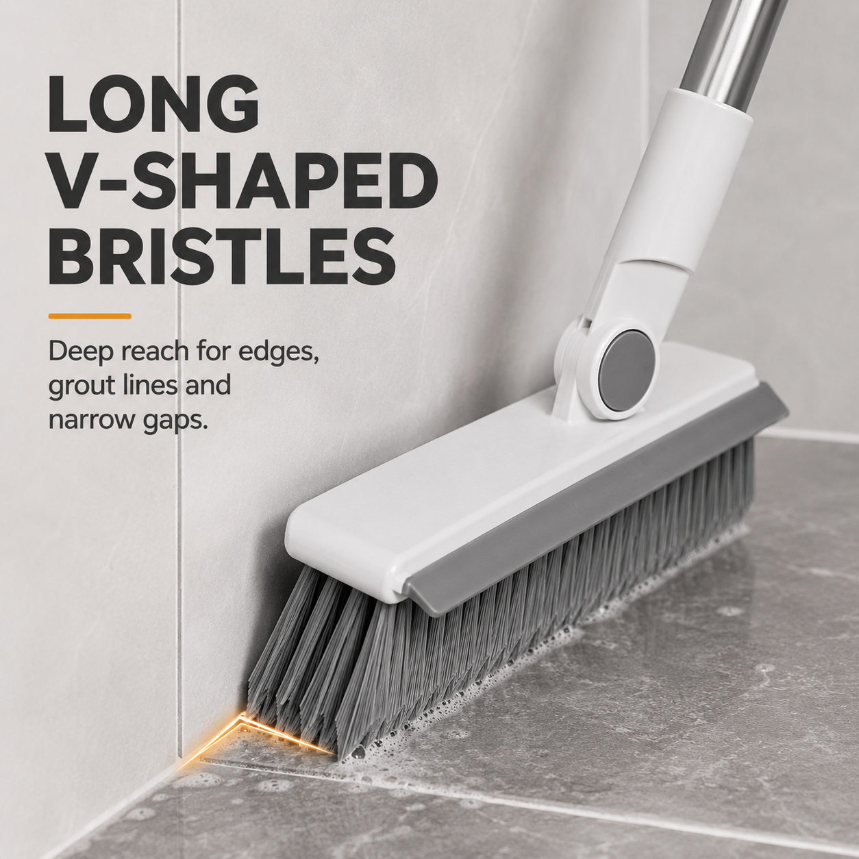 360° Rotating V-Shaped Grout Brush for Effortless Multi-Surface Deep Cleaning