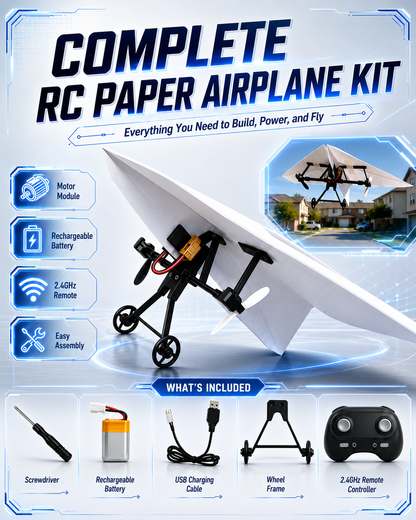 Rc Paper Airplane Motor Kit DIY Model Airplanes Launcher Construction Set