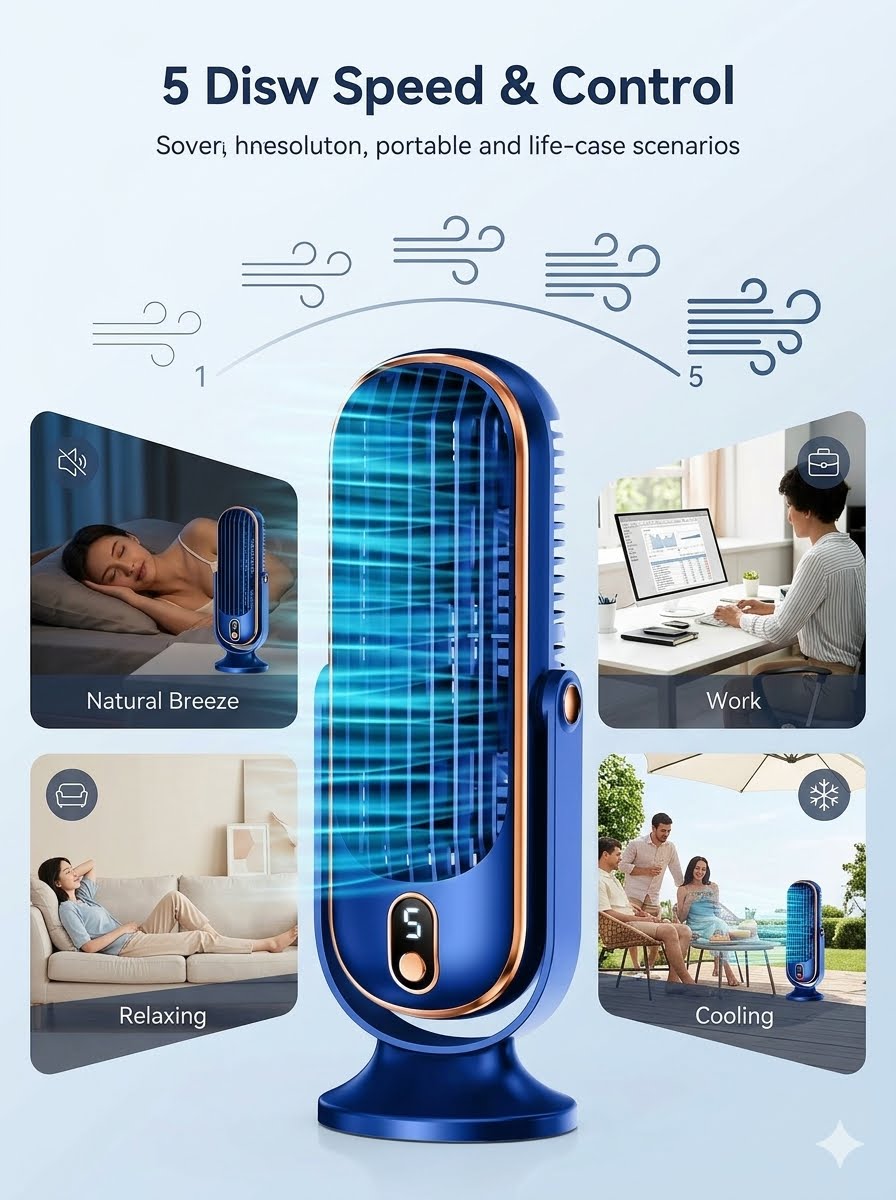 Set of 2 Portable Rechargeable 10\" Fan with 720° Oscillation & Whisper-Quiet Turbo Airflow