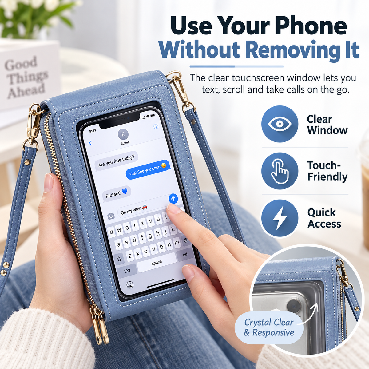 📱Touchscreen Crossbody Phone Bag with Card Slots & Dual Zippers📱