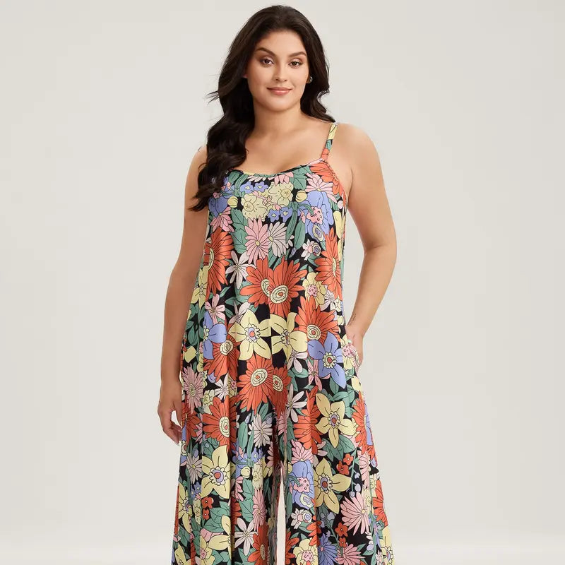 Women’s Plus Size Bohemian Spandex Overalls – Flowy Comfort, Effortless Style
