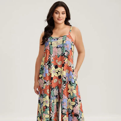 Women’s Plus Size Bohemian Spandex Overalls – Flowy Comfort, Effortless Style