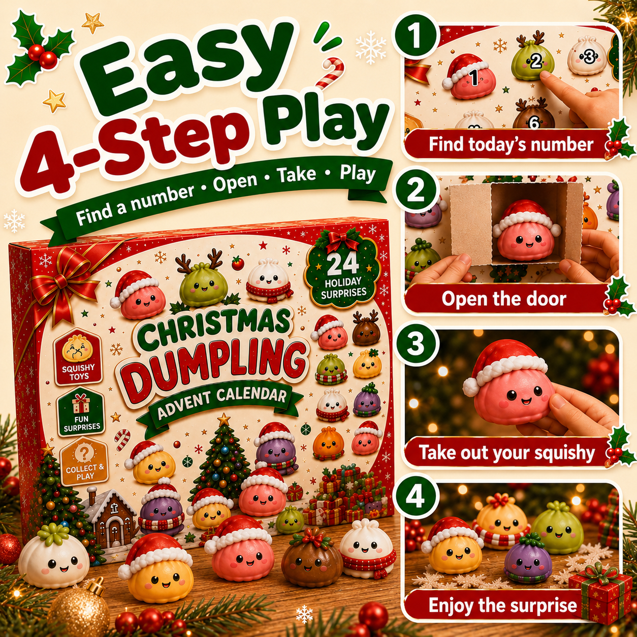 2026 Christmas Blind Box Advent Calendar: 24-Day Dumpling & Squishy Toy Countdown 🎄