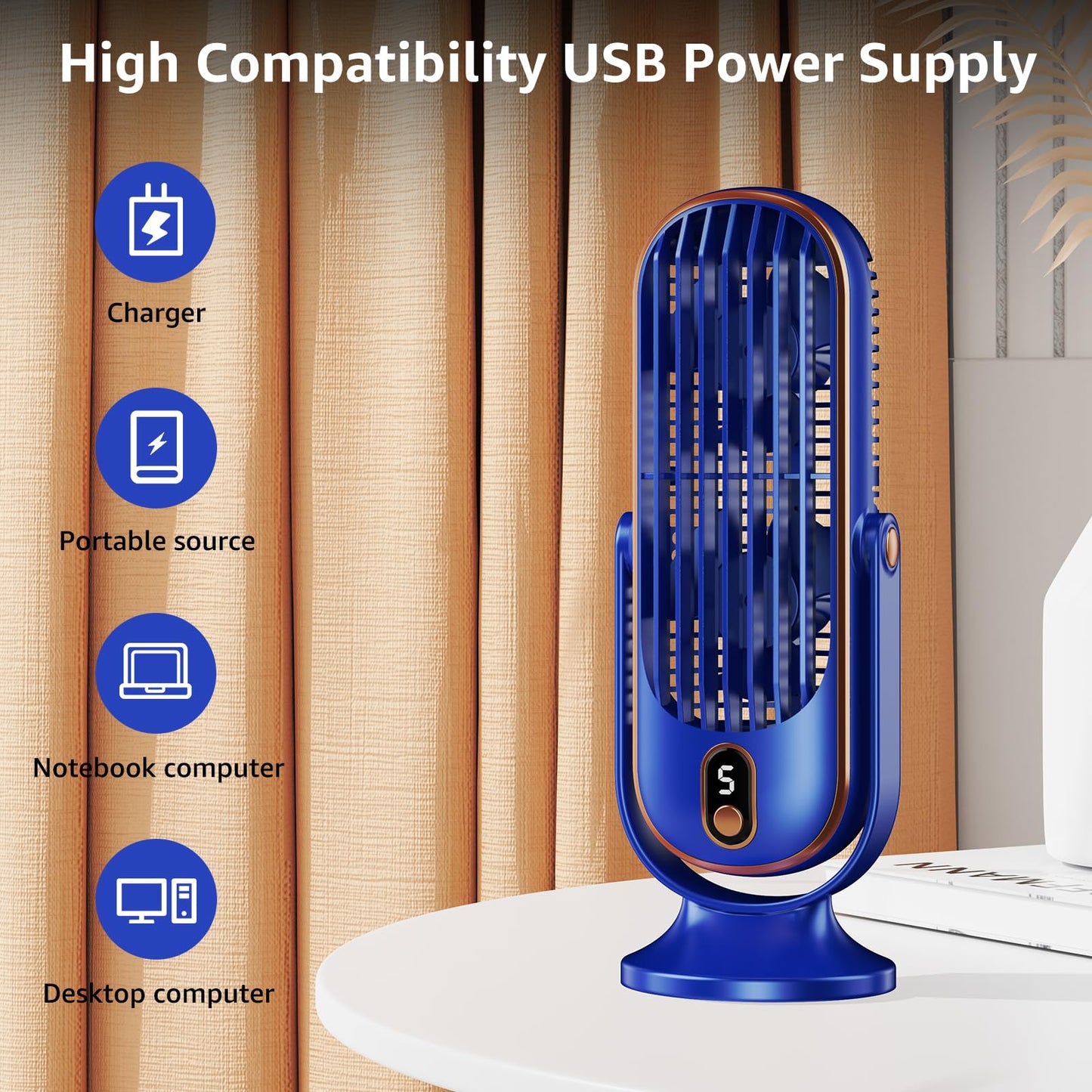Set of 2 Portable Rechargeable 10\" Fan with 720° Oscillation & Whisper-Quiet Turbo Airflow