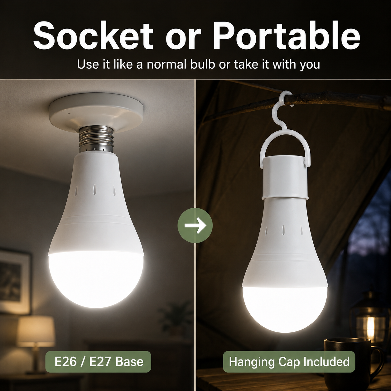 6400K Rechargeable Emergency LED Bulb