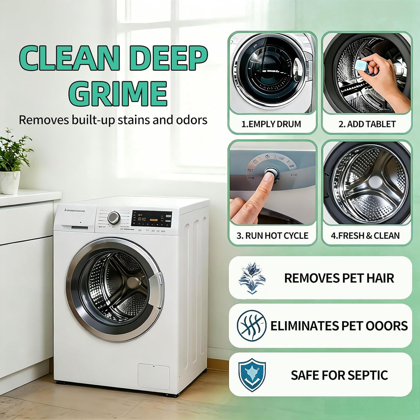 Washing machine deep cleaning tablets – neutralize various odors
