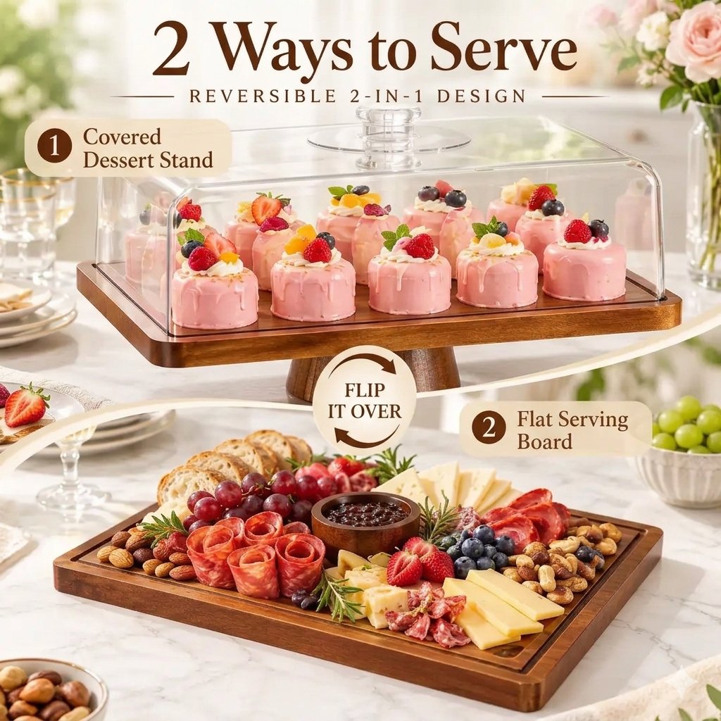 2-in-1 Wooden Dessert & Charcuterie Serving Stand