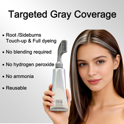 Comb-shaped hair dye to cover gray hair – natural black and dark brown