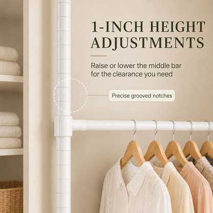 Double Closet Hanging Capacity with Expandable Heavy-Duty Steel Rod