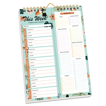 Undated Weekly Meal Planner: 52 Double-Sided Sheets, Grocery List