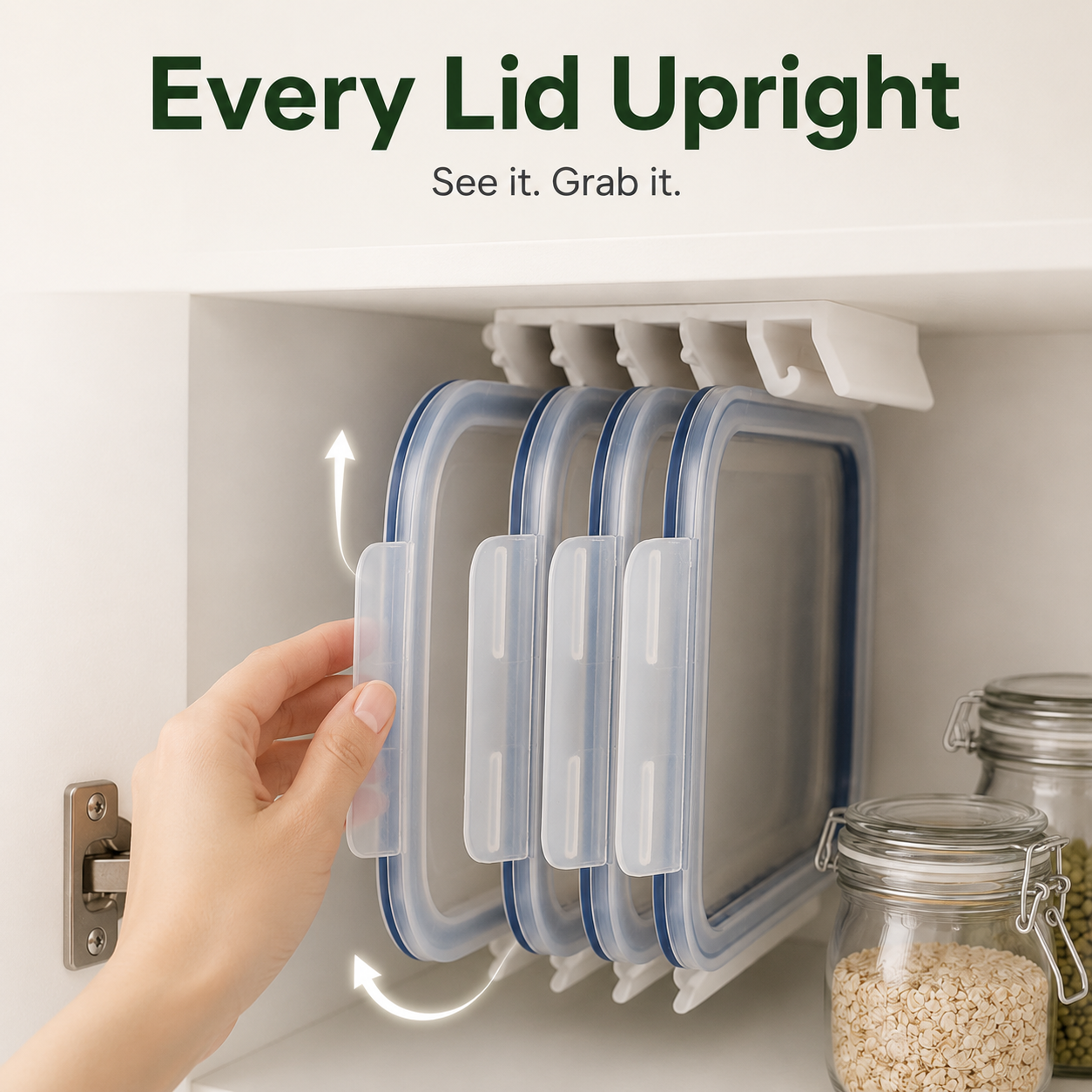 5-Slot Food Storage Lid Organizer Stop Digging. Start Grabbing.