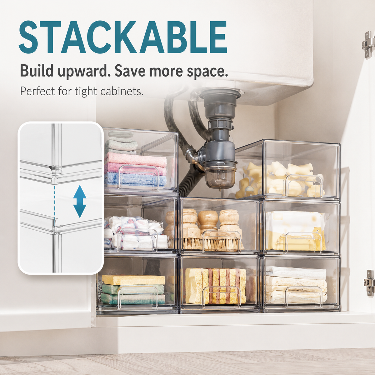 Clear Stackable Storage Drawers