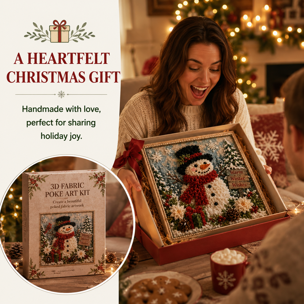 🎄 Christmas Magic: 3D Fabric Poke Art Kit – DIY Holiday Craft & Festive Home Decor