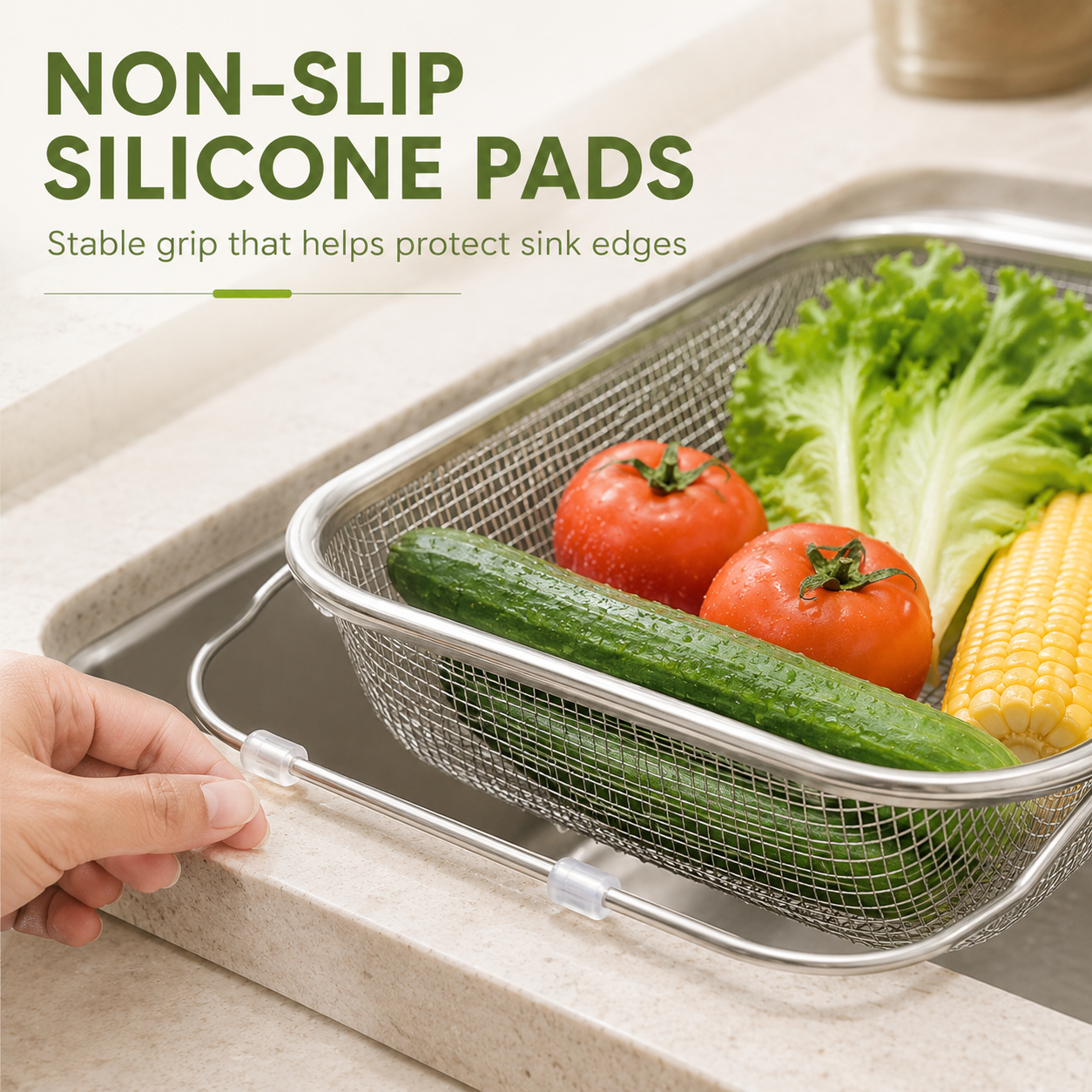 Expandable Stainless Steel Over-the-Sink Colander
