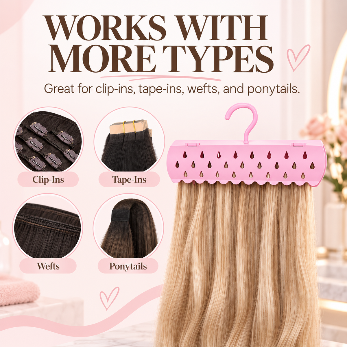 Hair Extension Holder And Hanger Stand For Styling