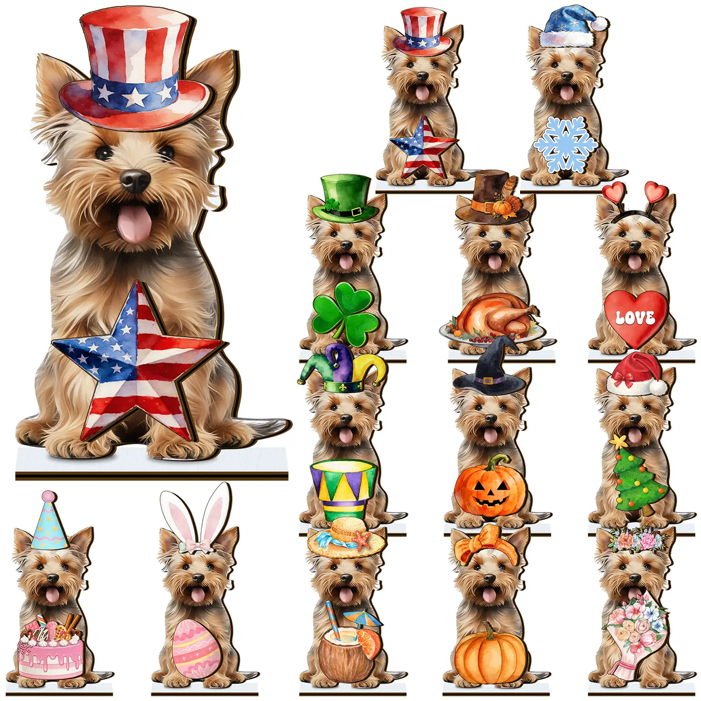 Cute animal wooden signs with multiple magnetic holiday accessories