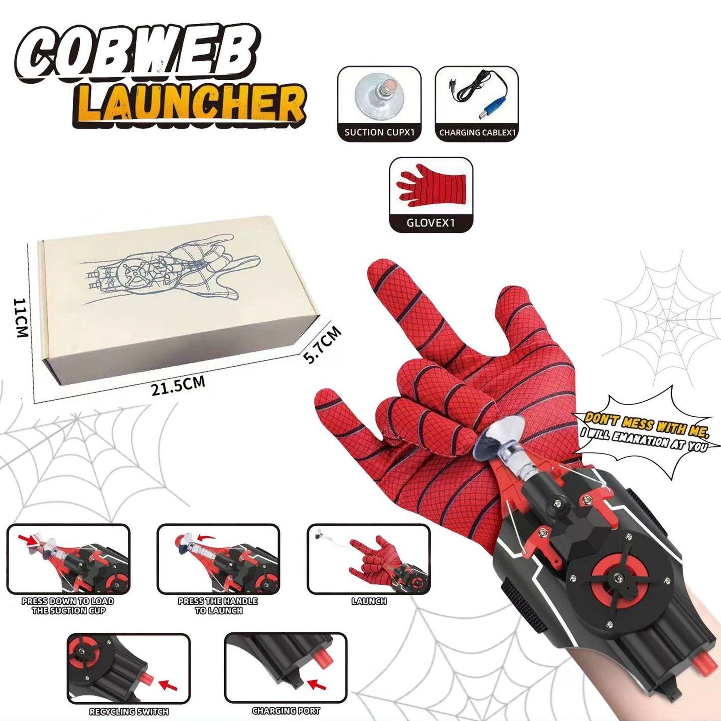 Electric Spider Web Launcher Toy - Automatic Rebound, Dual Heads Replaceable
