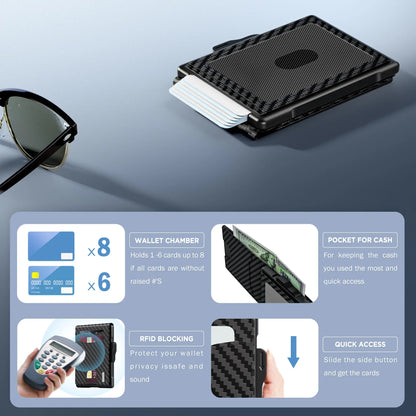 Modern Minimalist Pop-Up Wallet – RFID Blocking Aluminum Card Holder with Premium Leather, Quick Access Design & Cash Storage