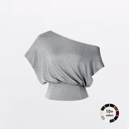 Women Off Shoulder Crop Top, Soft Stretchy Slim Fit Short Sleeve Shirt