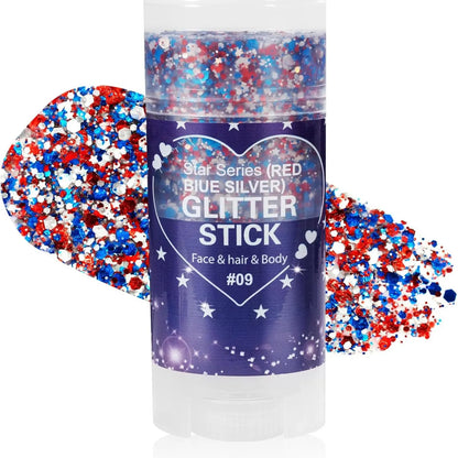 🦅4th of July Glitter Stick✨🔔Red, White & Blue Body & Hair Sparkle