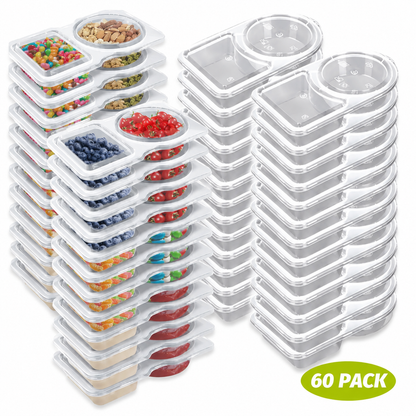 2-Compartment Reusable Snack Containers with Lids – Stackable Meal Prep Set