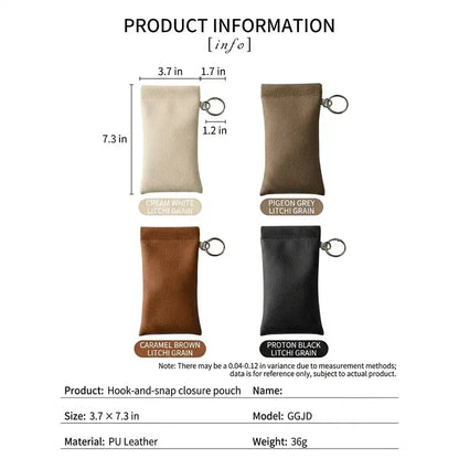 Soft PU Leather Sunglasses Pouch With Built-in Cleaning Cloth And Keychain