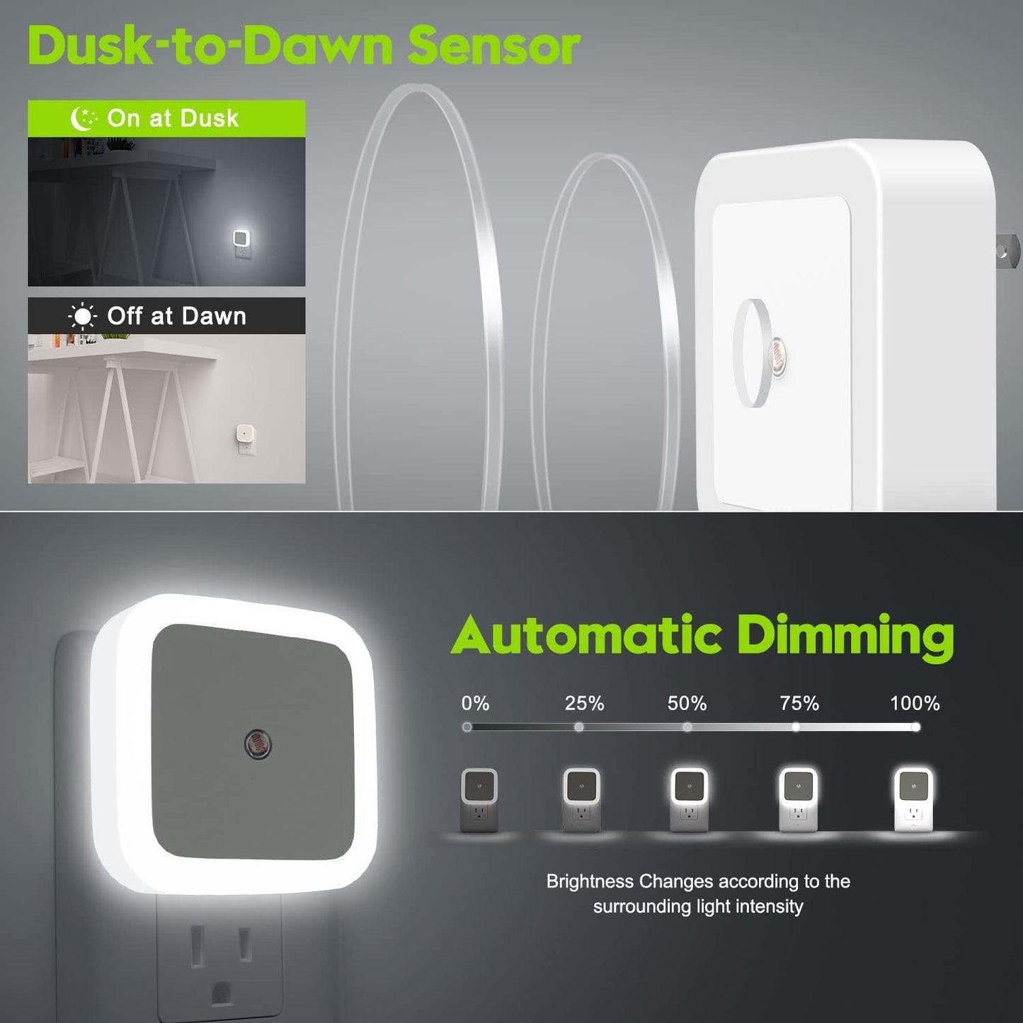 Bamafrontierma™ Night Lights Plug into Wall-Auto-On/Off