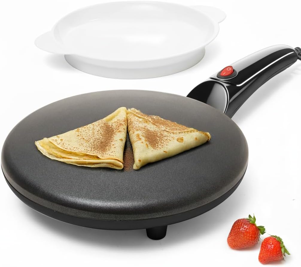 8" Portable Nonstick Crepe Pan-Auto shut-off, even heating, dual temperature control