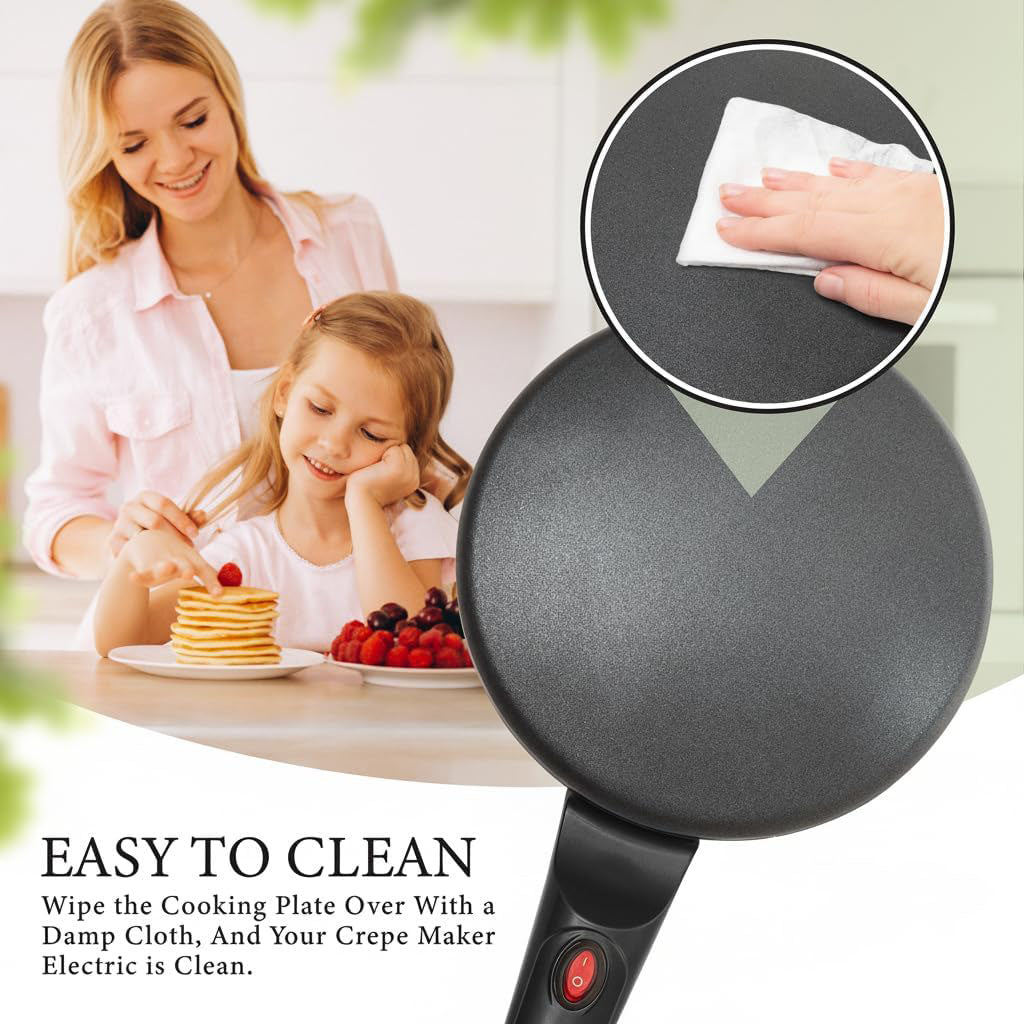 8" Portable Nonstick Crepe Pan-Auto shut-off, even heating, dual temperature control