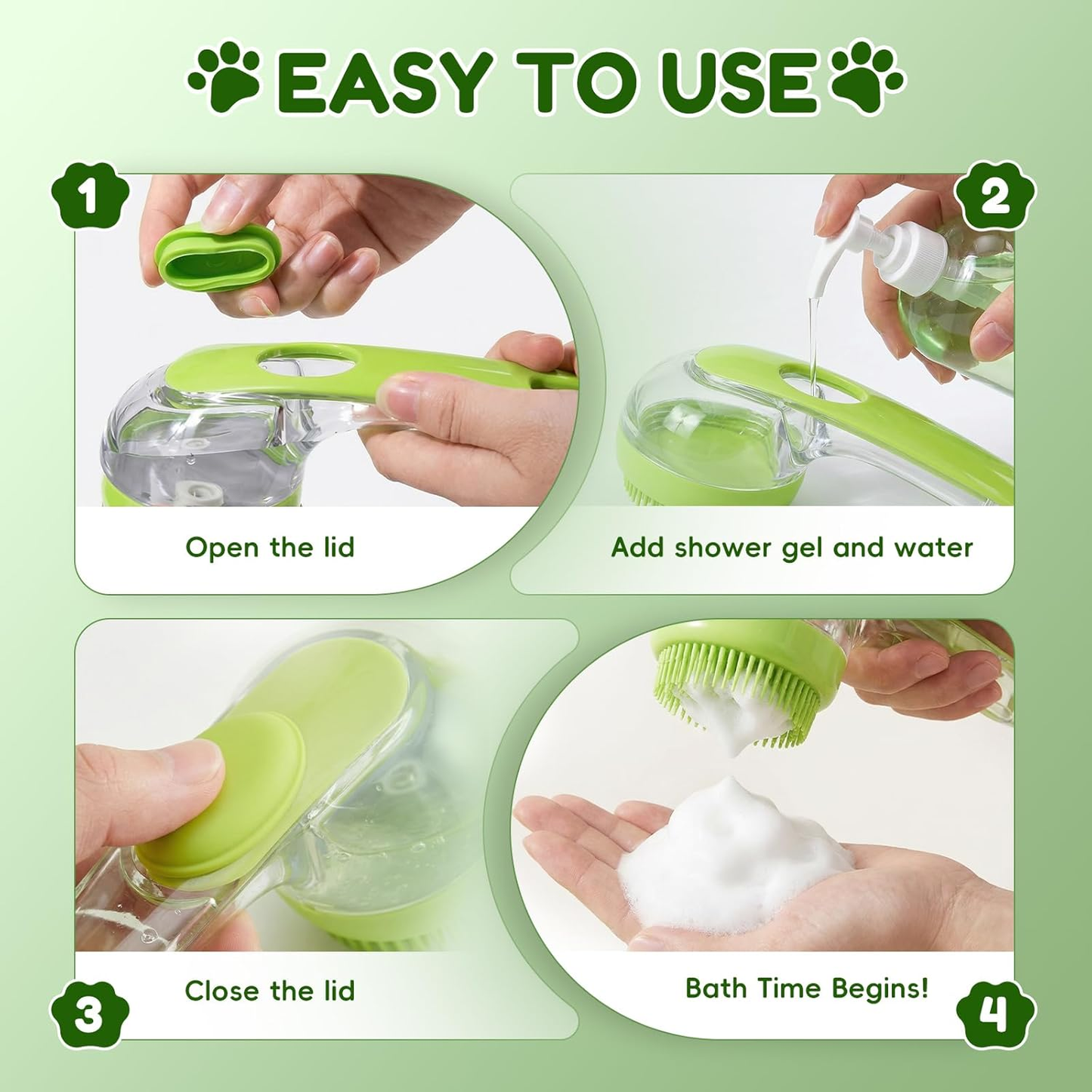 Pet Bath Brush with Shampoo Dispenser – Gentle Grooming & Massage Tool