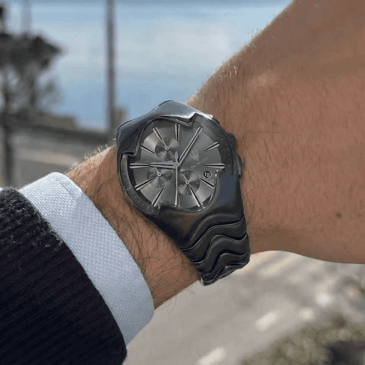 Future-Form Wave-Link Chronograph Watch
