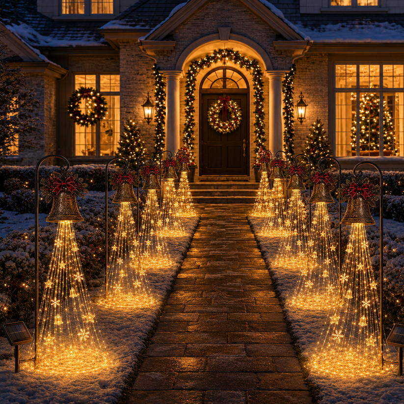 🎄 Christmas Bell Cascade Solar Yard Light